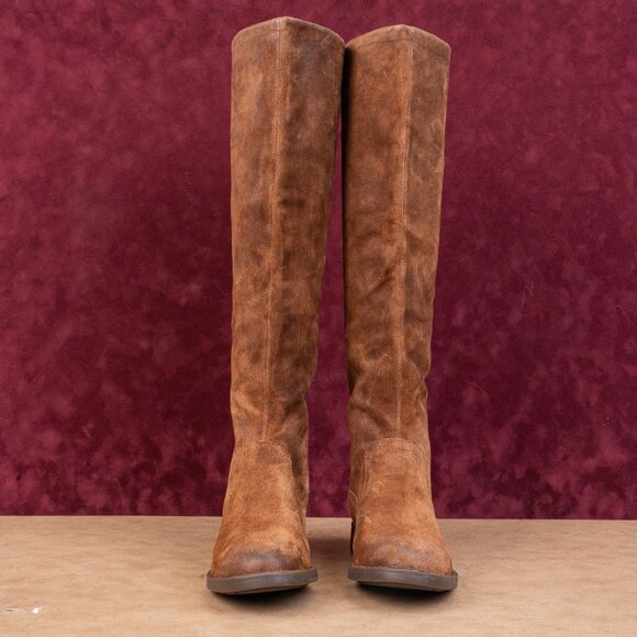 Born Borman Womens Distress Brown Leather Back Zipper Fashion OTK Boots sz 7 - Picture 4 of 10